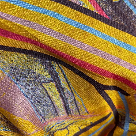 Reversible Wrap Skirt Double Layer One Size Bohemian Geometric Yellow Blue - Picture 4 of 7